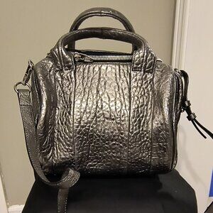 Authentic Alexander Wang Rocco Duffel Silver with Silver Hardware